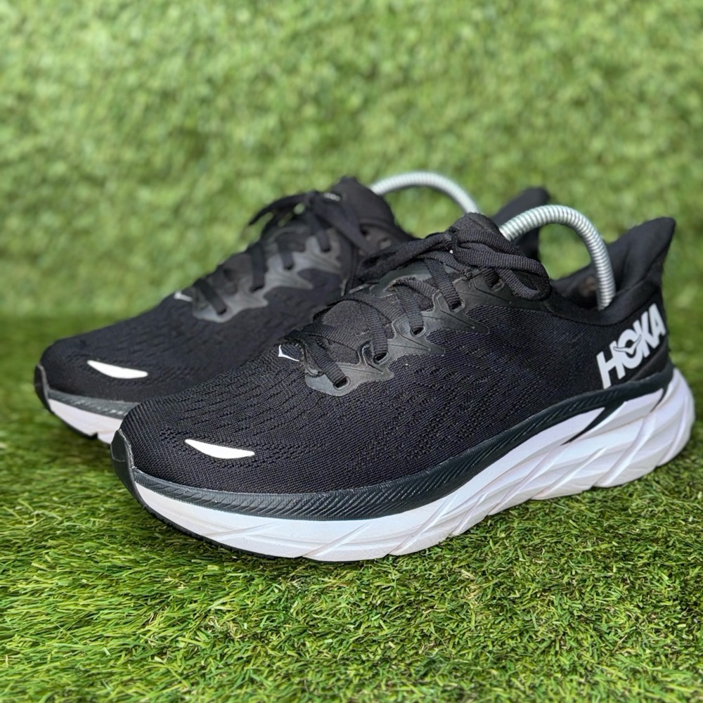 Hoka One One Clifton 8 1119394 BWHT Black Running Shoes - Mens Size 8.5 B